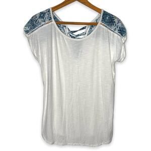 3/$20  Maurices women's blue tie dye criss-cross back tie short sleeve top SZ XS